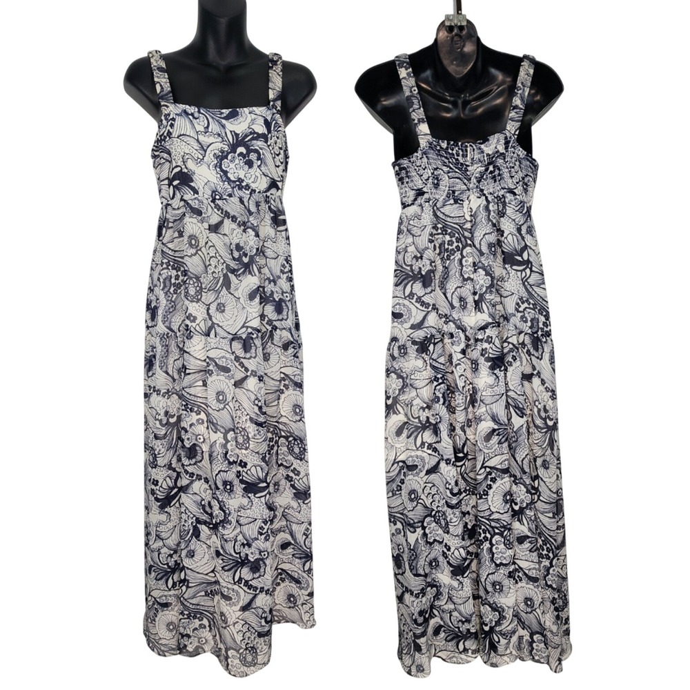 Ted Baker London Adlinah‎ Blue Floral Paisley Chiffon Maxi Dress Size 1 US 4
